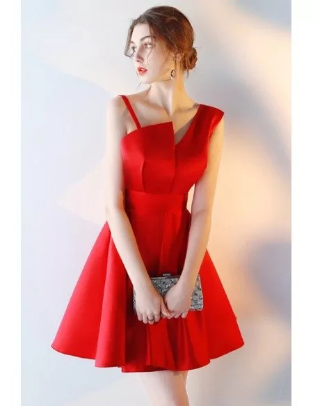 Little Red Flare Aline Homecoming Dress with Straps