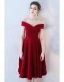Burgundy Red Off Shoulder Homecoming Party Dress