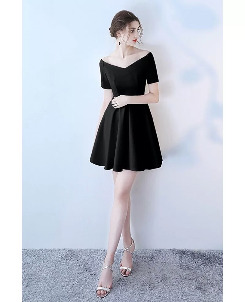 short black v neck dress