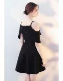 Little Black Flare Homecoming Dress with Flounce Straps