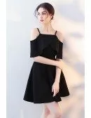 Little Black Flare Homecoming Dress with Flounce Straps