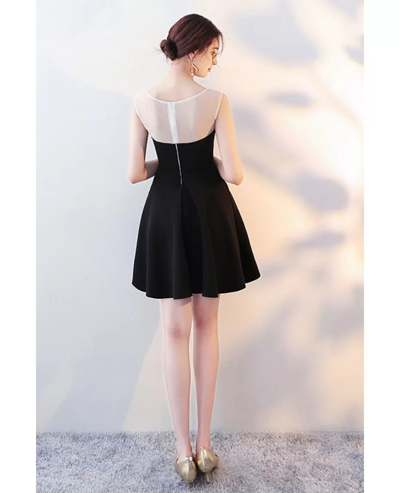 Little Black Flare Homecoming Dress with Bow Knot #HTX86049 - GemGrace.com