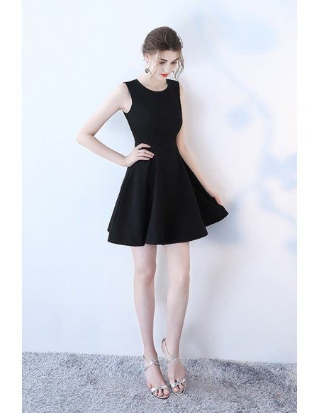 Little Black Fit and Flare Homecoming Dress Sleeveless