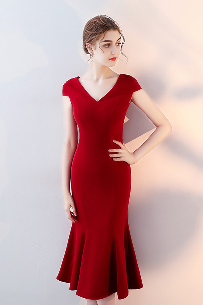 Cap Sleeve Dress - Burgundy