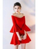 Gorgeous Off Shoulder Red Homecoming Dress with Sleeves