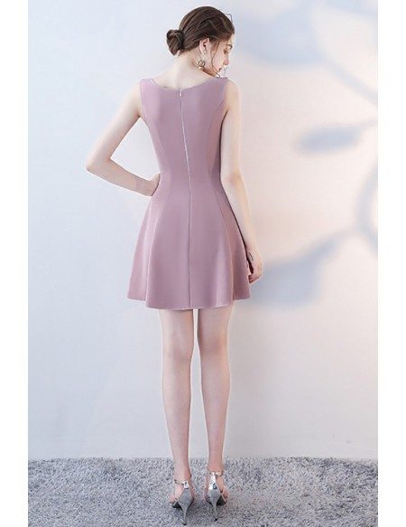 Fit and Flare Mauve Short Homecoming Dress Round Neck