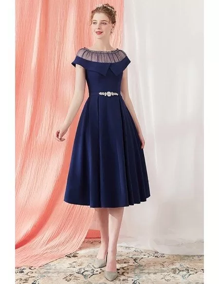 Navy Blue Tea Length Dress Top Sellers ...