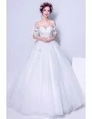 Off The Shoulder White Lace Tulle Bridal Gowns For 2019 Wedding