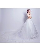 Princess Ballgown Wedding Dress With Off Shoulder Straps Long Train