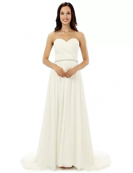 A-line Sweetheart Court-train Wedding Dress #CY0242 $184 - GemGrace.com