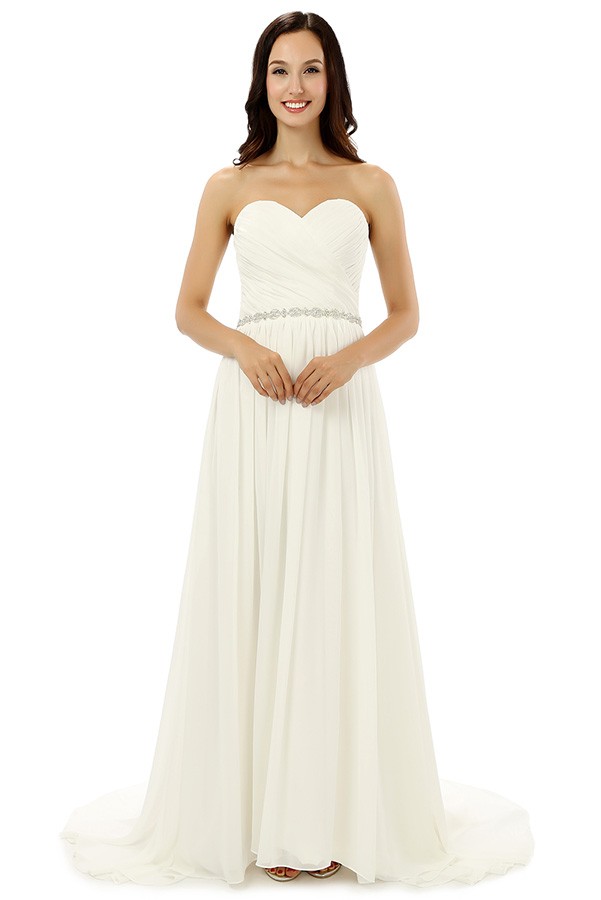 A-line Sweetheart Court-train Wedding Dress #CY0242 $184 - GemGrace.com