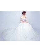Gorgeous Lace Ballroom Wedding Dress Train With Off Shoulder Strap