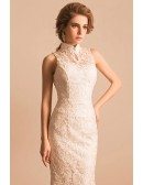Retro All Lace Fitted Bridal Party Dress Sleeveless Affordable