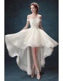 Outstanding Hi Lo Lace Wedding Dress With Off Shoulder Straps