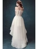 Outstanding Hi Lo Lace Wedding Dress With Off Shoulder Straps