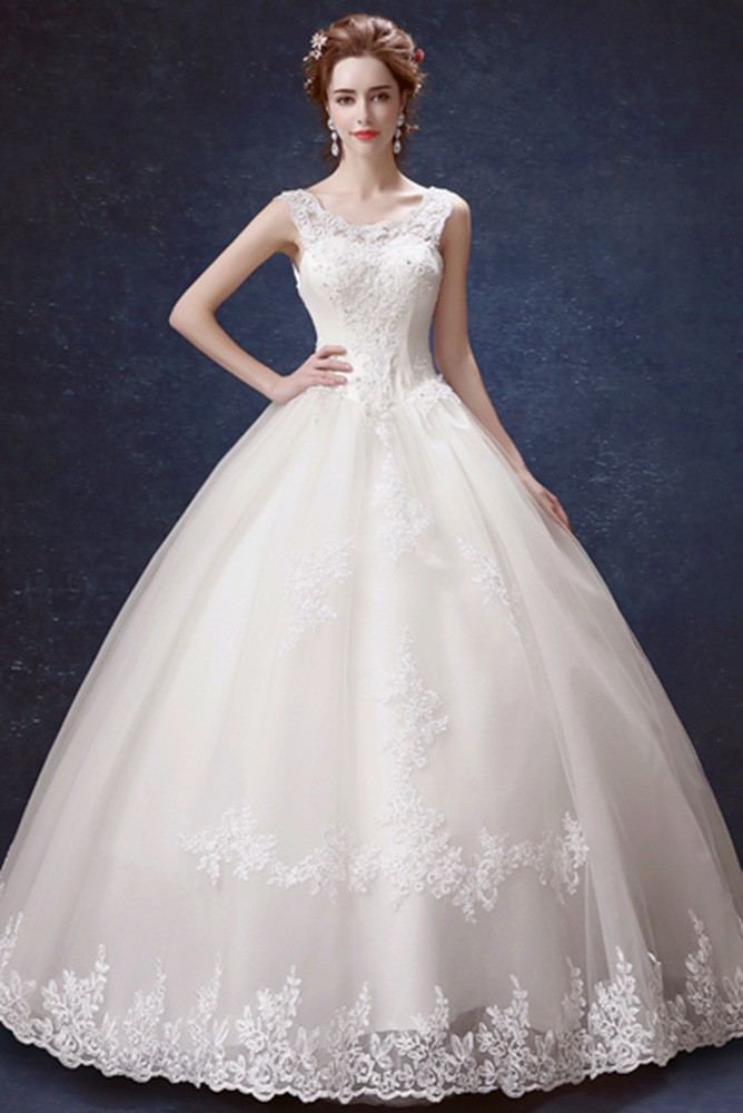 Traditional Lace Beaded Ballroom Wedding Gown With Off Shoulder Strap ...