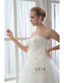 Ball-Gown Sweetheart Court Train Tulle Wedding Dress With Beading Appliques Lace Flowers