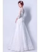 Modest Style A Line Lace Beading Wedding Dress With Sleeves For 2019