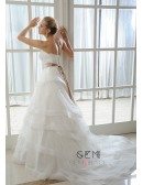 Ball-Gown Sweetheart Court Train Tulle Wedding Dress With Appliques Lace Ruffles