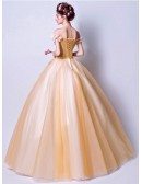 Dreamy Yellow Flower Ballgown Quinceanera Dress 2019 With Off Shoulder