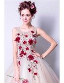 2019 Cheap Floral Ball Gown Prom Dress With Unique Applique Floral