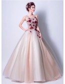 2019 Cheap Floral Ball Gown Prom Dress With Unique Applique Floral