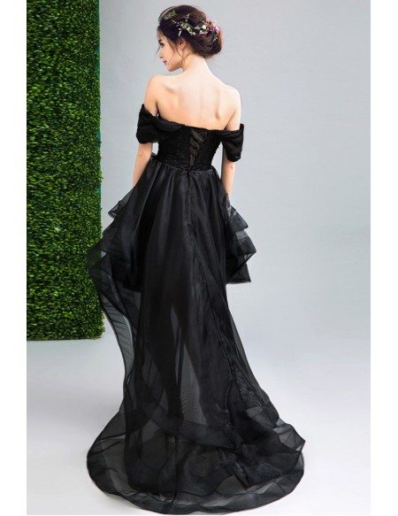 Sexy Black High Low Prom Dress With Off The Shoulder Straps