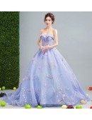 Dreamy Floral Light Blue Ball Gown Formal Dress For 2019 Prom