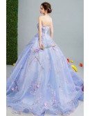 Dreamy Floral Light Blue Ball Gown Formal Dress For 2019 Prom