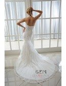 Mermaid Sweetheart Court Train Organza Lace Wedding Dress With Beading Pleated