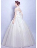 Retro High Neck Floral Beading Bridal Gowns With Short Sleeves