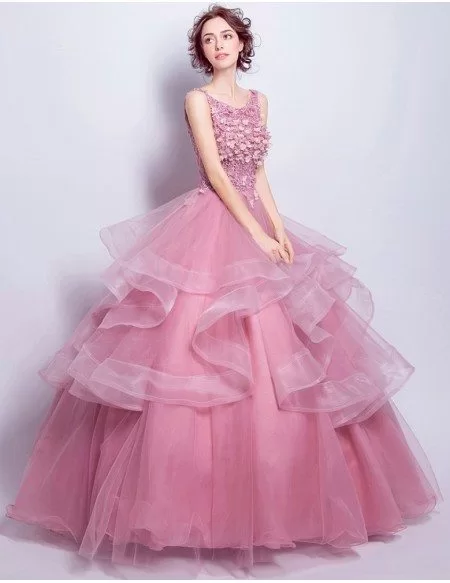 Quinceanera Ball Gown Lilac Formal Dress With Florals Top