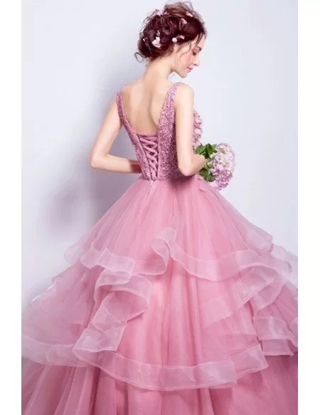 Quinceanera Ball Gown Lilac Formal Dress With Florals Top