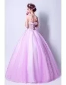 Lilac Ball Gown Quinceanera Prom Dress With Colored Flowers