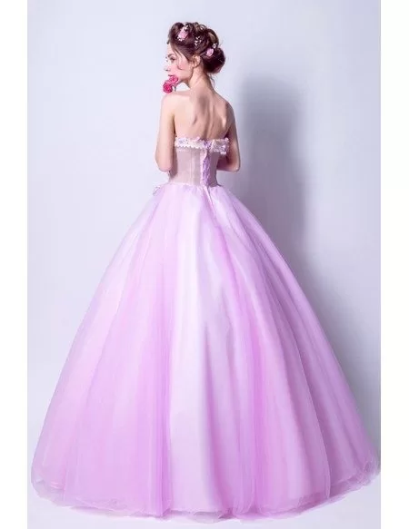 Lilac Ball Gown Quinceanera Prom Dress With Colored Flowers Wholesale # ...