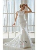 Mermaid Scoop Neck Sweep Train Lace Wedding Dress