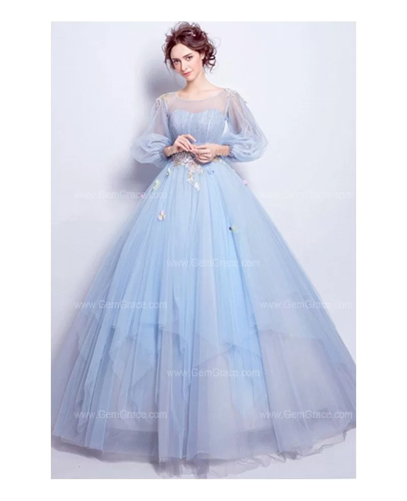 Princess Blue Long Cinderella Dress Ball Gown – FancyVestido