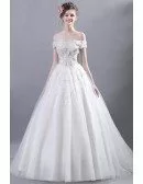 Goddess Off Shoulder Ballroom Bridal Dress With Romantic Floral Bodice
