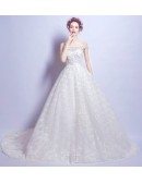 Romantic Lace Ball Gown Wedding Dress With Off Shoulder Strap