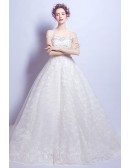 Romantic Lace Ball Gown Wedding Dress With Off Shoulder Strap