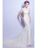 Graceful All Lace Mermaid Wedding Dress With Train Sleeves