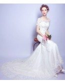 Graceful All Lace Mermaid Wedding Dress With Train Sleeves