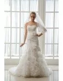 Mermaid Sweetheart Court Train Satin Wedding Dress With Beading Appliques Lace Cascading Ruffles