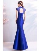 Retro Royal Blue Cheongsame Mermaid Fitted Formal Dress With Embroidery