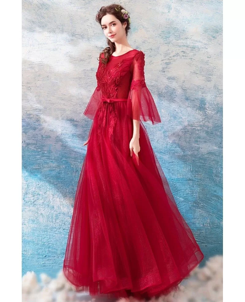 Dark Red Princess Ball Gown Flower Girl Dress With Velvet Accents And Puffy  Sleeves Perfect For Weddings, Birthdays, Proms, And Parties At An  Affordable Price From Weddingpalacedress, $82.05 | DHgate.Com