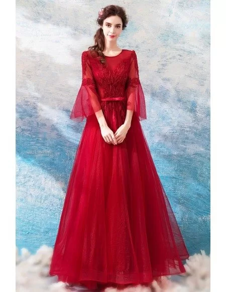 gown with bell sleeves