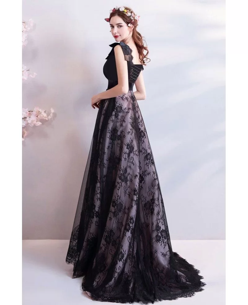 Elegant Formal Long Black Lace Prom Dress A Line Sleeveless Wholesale # ...