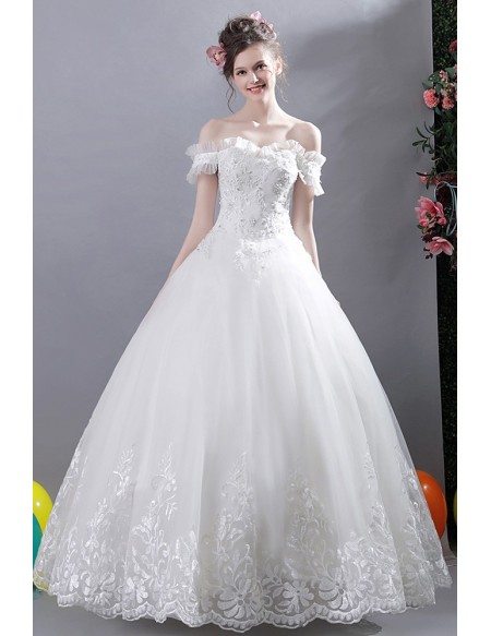 Gorgeous Trim Ball Gown Wedding Off Shoulder Wholesale #T69267 - GemGrace.com