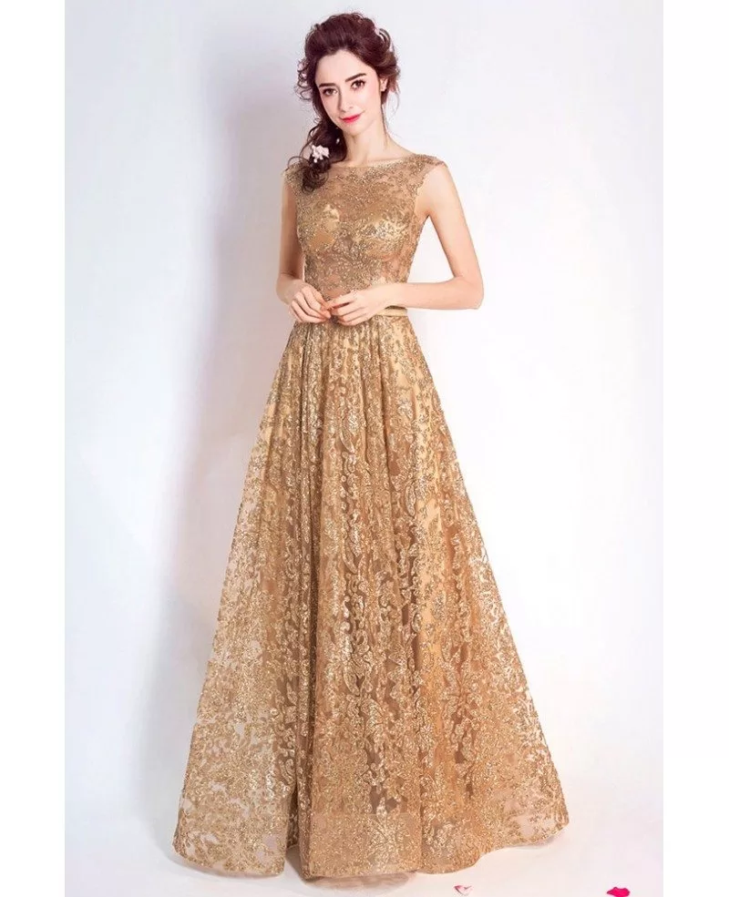 gold a line dress