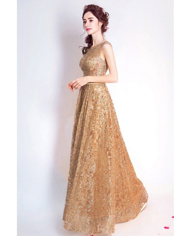 gold a line gown